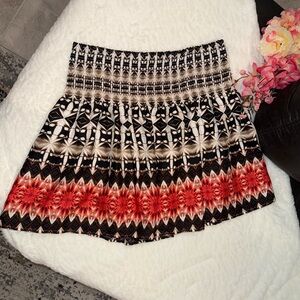 White House Black Market Black and Red Skater Skirt Size Medium